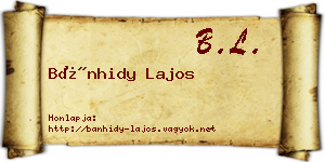Bánhidy Lajos névjegykártya
